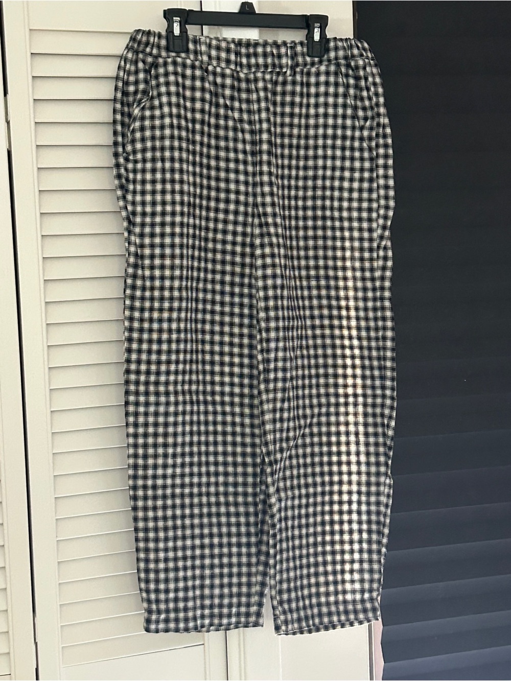 Quince Black and White Linen Gingham Jogger Pants
